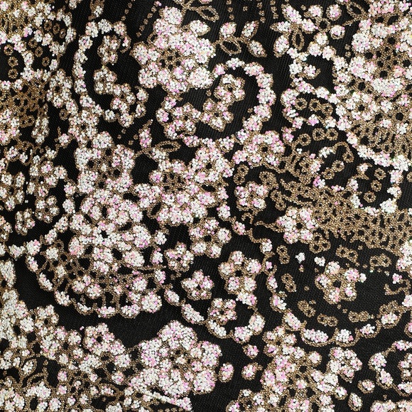 Exquisitely Gorgeous Black Glitter Ruffled Lace-Up Mini Dress - Picture 2 of 9